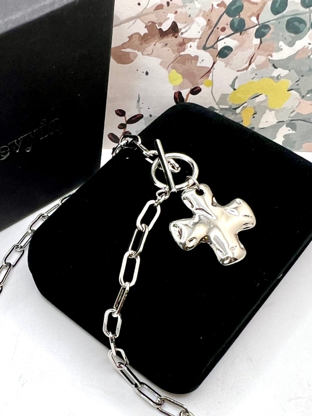 Joxevyia Maltese Cross Paperclip Necklace Toggle Closure FINAL MARKDOWN